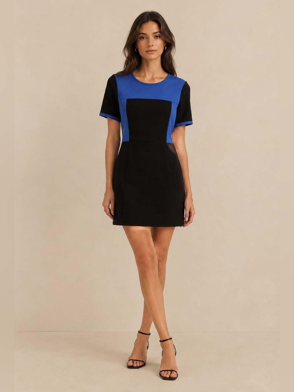 Tibi Blue and Black Colorblock Dress Size 10 NWT